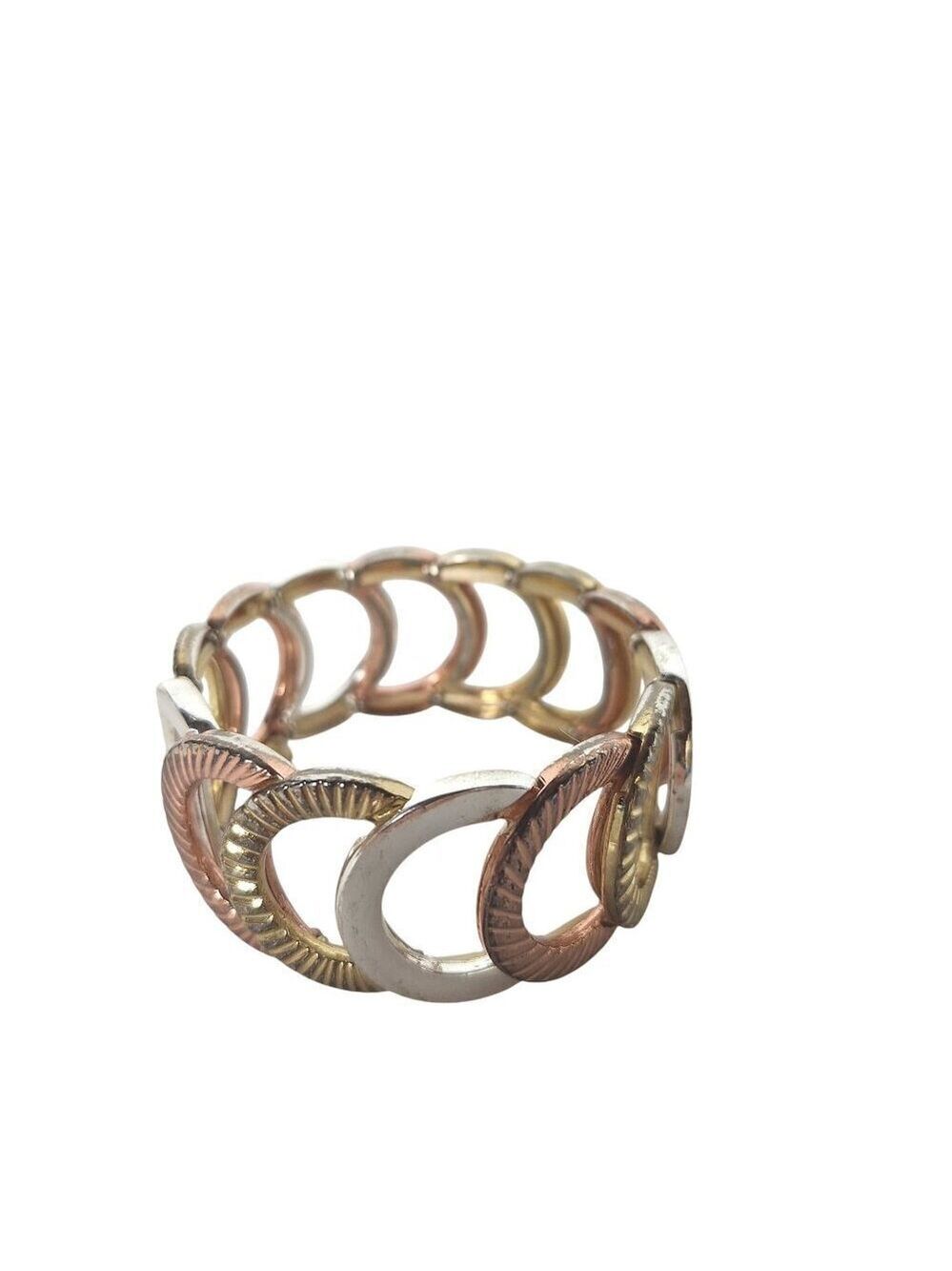 Vintage Gold Silver Copper Tone Stretch Bracelet